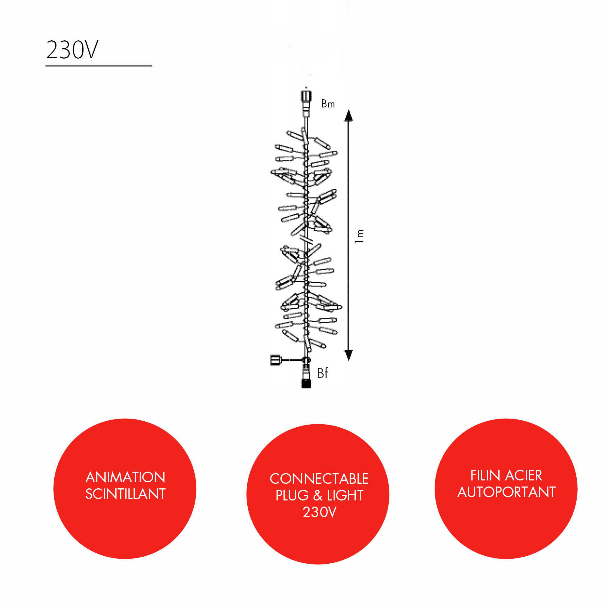 Boa scintillant Optima L1m - 230V